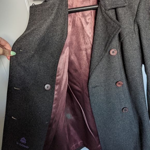 Le chateau, button up, Wool Coat, in size medium, dark grey black color. - Picture 4 of 5